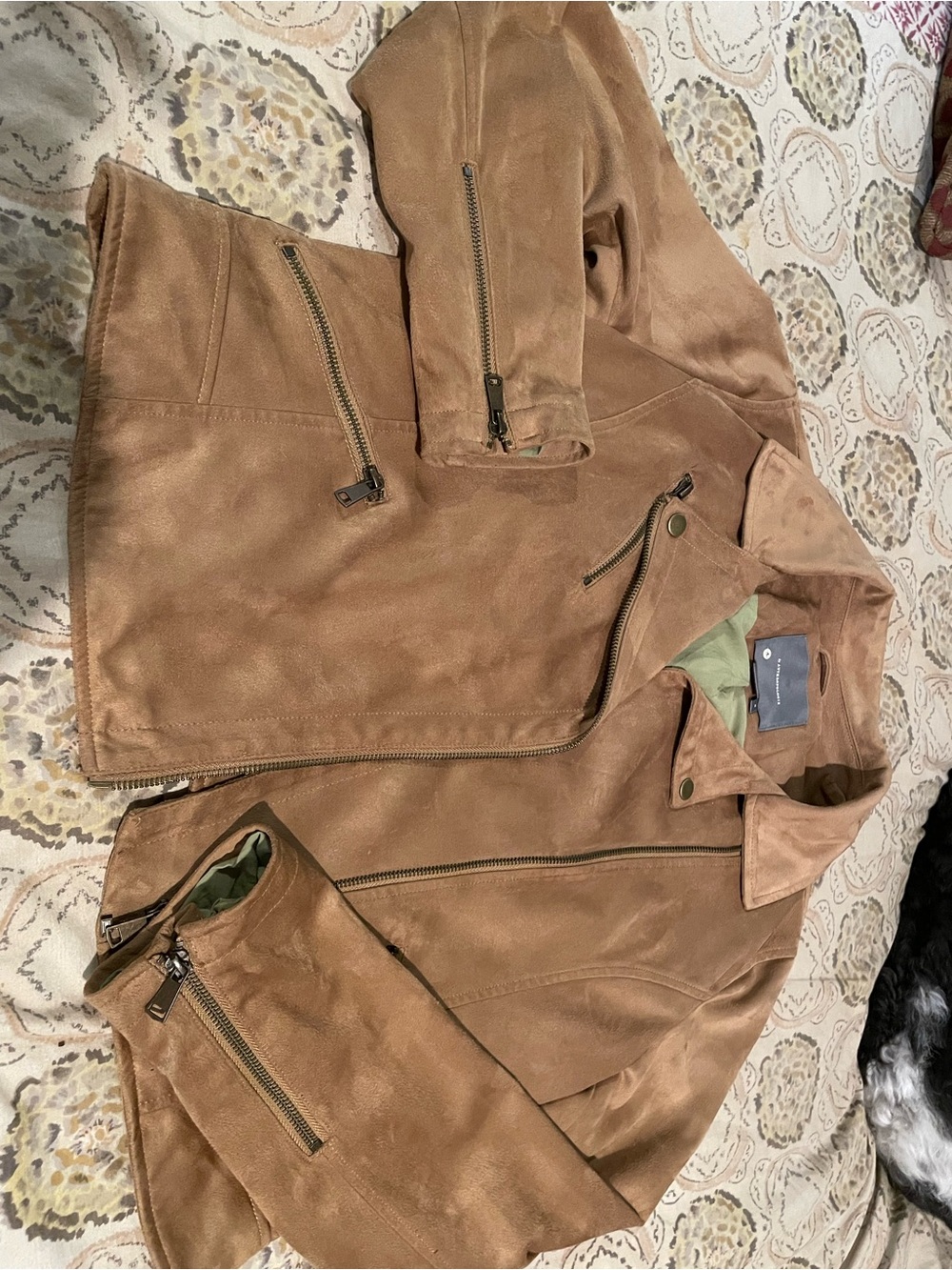 Anthropologie Women’s Brown Faux Suede Motorcycle Jacket, Size M
